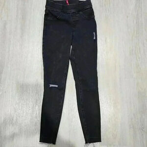 Spanx Women's Distressed High-Rise Skinny Jeans Black Size Small
